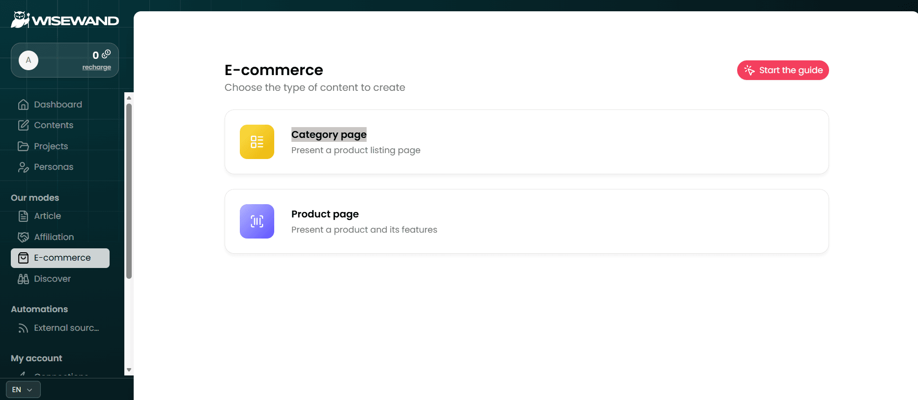 Wisewand E-commerce Mode: Generate Product Descriptions That Sell